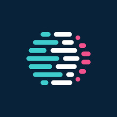 Global tech vector logo. Modern minimal global logo. Innovation, Technology, Web, Coding, Data Science, Machine Learning, Futuristic, Globe