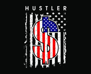 Wall Mural - hustle money dollar t shirt design graphic vector 