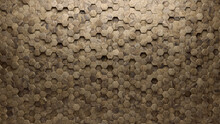 Polished, Textured Wall Background With Tiles. Hexagonal, Tile Wallpaper With Natural Stone, 3D Blocks. 3D Render
