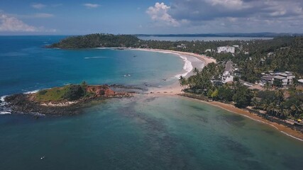 Poster - Sri Lanka aerial. Aerial view of the coastline of Sri Lanka with wide sandy beach near the town of Mirissa