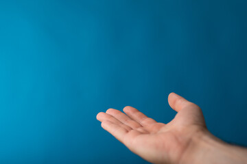 Wall Mural - male  shows outstretched hand with open palm