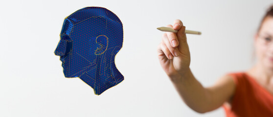Poster - Human head and brain with Artificial intelligence concept