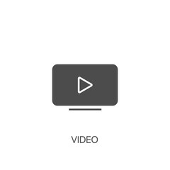 Poster - Monitor with play sign vector icon. Line sign