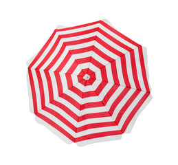 Poster - Open red striped beach umbrella isolated on white