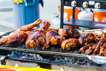 Sticker - Closeup shot of barbequed chicken on a brazier