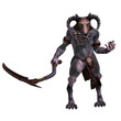 3d-illustration of an isolated giant fantasy werewolf creature with horns