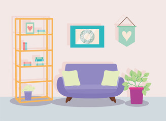 Sticker - shelving wooden and sofa