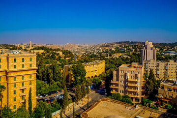 Wall Mural - view of the city of Jerusalem from the tower of YMCA Jerusalem, Israel