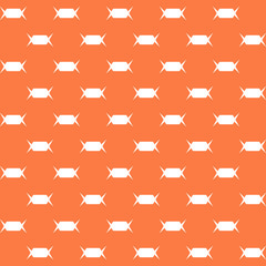 Poster - Orange background and candys. Vector minimal pattern. Seamless wallpaper with white silhouette of candy.