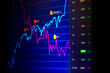 © simonmayer - Macro close-up of screen with financial line charts and stock market indicators