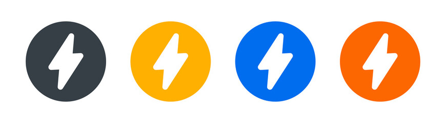 Poster - Thunderbolt in the circle design. Electric power button vector illustration