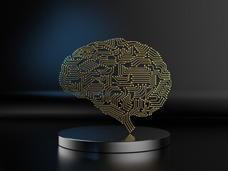 golden artificial intelligence brain or circuit brain