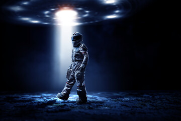 Wall Mural - spaceman abstract dark blue theme