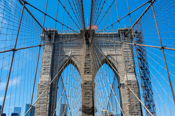  Brooklyn Bridge against blue sky