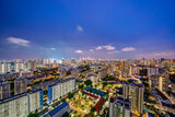 Fototapeta Miasto - Singapore skyscrapers at magic hour.