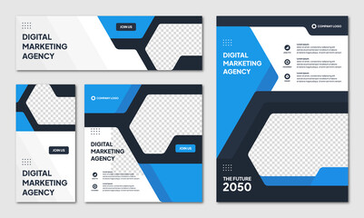 Wall Mural - set of editable instagram post template modern background. promotional web banner for company busine