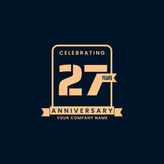 Wall Mural - gold modern 27 year anniversary logo. birthday. Celebration. Celebrating. element. Tape