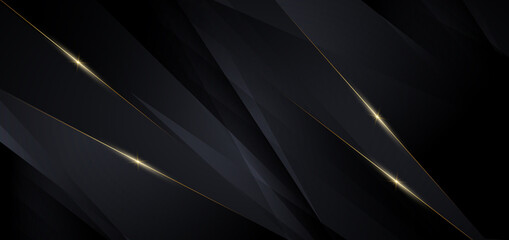 Wall Mural - abstract template dark triangles diagonal background with golden line. luxury style.