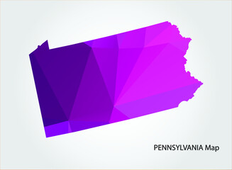 pennsylvania map pink color on white background polygonal