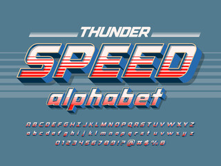 Aufkleber - vintage sport racing styled alphabet design with uppercase, lowercase, numbers and symbols