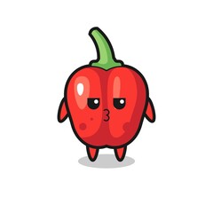 Poster - the bored expression of cute red bell pepper characters