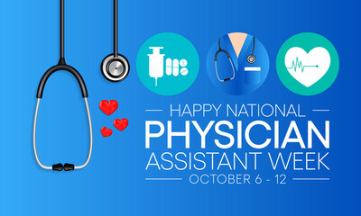 Wall Mural - National Physician assistant week is observed every year from October 6 to 12, The role of the PA is to practice medicine under the direction and supervision of a licensed physician. Vector art