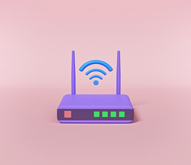 Poster - minimal Wifi Router isolated. 3d rendering