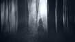 © Dave - A woman in a dress standing in a magical forest out of focus.  With a grunge, blurred textured edit.