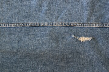 Wall Mural - the background of a worn and torn old denim fabric is blue