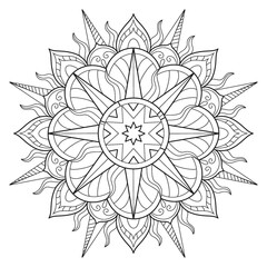 Wall Mural - Vector Beautiful Handdrawn Mandala, Patterned Design Element on watercolor background