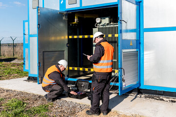 Wall Mural - execution of electrical measuring works on the power transformer