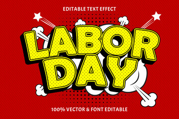 Wall Mural - Labor day editable text effect emboss comic style