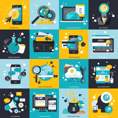 Wall Mural - Business and technology icon set for websites and mobile applications. Flat vector illustration