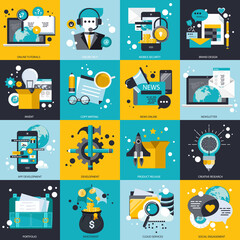 Wall Mural - Business and technology icon set for websites and mobile applications. Flat vector illustration