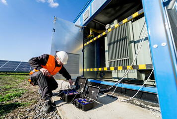 Wall Mural - execution of electrical measuring works on the power transformer