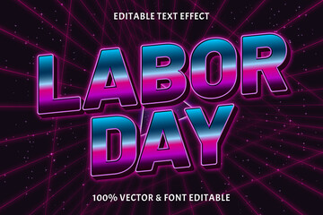 Wall Mural - Labor day editable text effect retro style