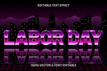 Wall Mural - Labor day editable text effect retro style