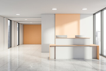  Office room and reception interior with panoramic window