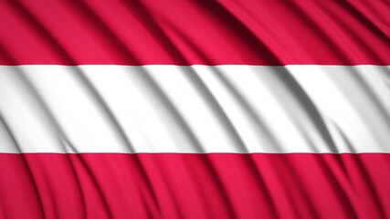 Austria flag. Waving national flag. State symbols. Realistic 3D render. 