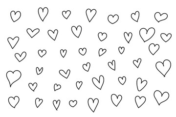 Canvas Print - Hand drawn heart vector icon, doodle style set.