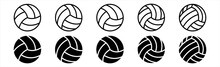 Volleyball Icons Set. Outline Set Of Volleyball Vector Icons For Web, App Design Isolated On White Background