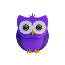 Cute Owl 3d Illustration Isolated On White. 3D Owl Illustration Isolated On White Background