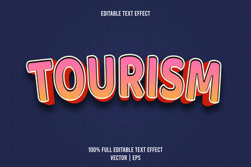 Fototapete - Tourism editable text effect 3 dimension emboss cartoon style