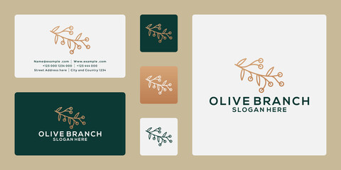 Wall Mural - olive oil branch logo design for your business spa, therapist, health
