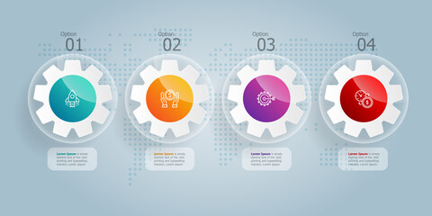 Wall Mural - gear wheels horizontal infogrphics element presentation