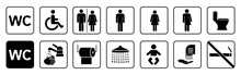 Toilet Icons Set, Toilet Signs, WC Signs Collection, Restroom – Stock Vector