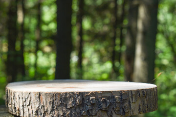 A showcase with a stage for natural products. Eco-branding.