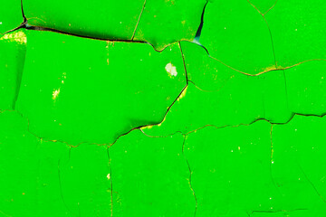 Poster - stone wall with green cracked plaster. background for design. grunge texture