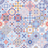 Fototapeta Kuchnia - Seamless tiles background. Mosaic pattern for ceramic in dutch, portuguese, spanish, italian style.