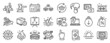 © blankstock - Set of Business icons, such as Music making, Calendar graph, Sports arena icons. Seo phone, Sunset, Anti-dandruff flakes signs. Click hand, Teamwork, Discount tags. Cardio training, E-mail. Vector